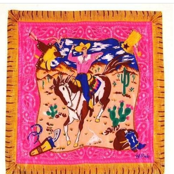 Bob Mackie Accessories - Vintage BOB MACKIE Bronco Billy Cowboy Western Silk Scarf